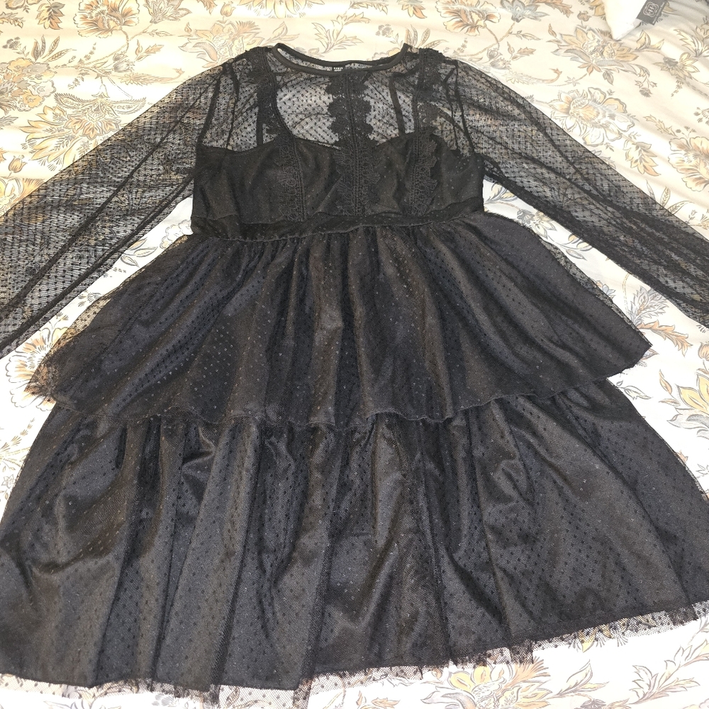 Elegant Black Lace Womens Dress
